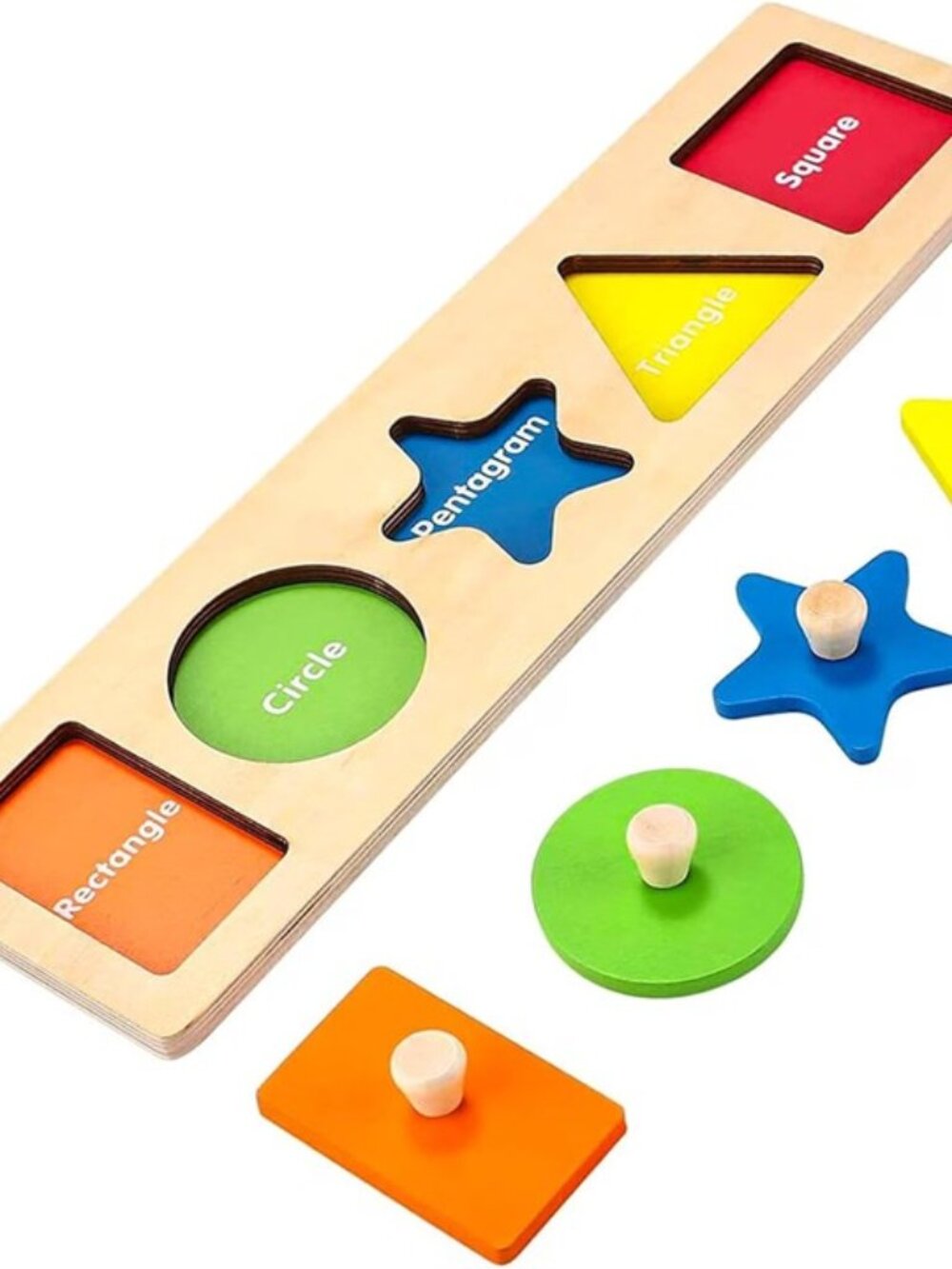 Montessori 5 Piece Wooden Peg Shape Puzzle | Babies and Toddlers 1-3 years